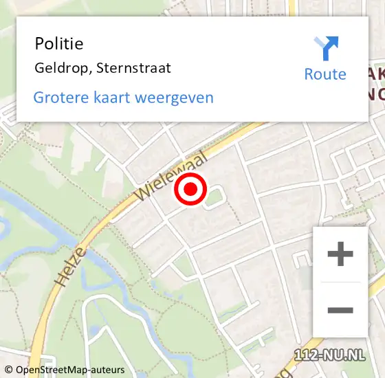 Locatie op kaart van de 112 melding: Politie Geldrop, Sternstraat op 7 oktober 2024 06:53