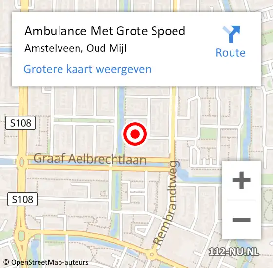 Locatie op kaart van de 112 melding: Ambulance Met Grote Spoed Naar Amstelveen, Oud Mijl op 7 oktober 2024 06:53