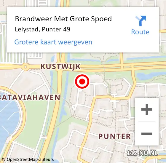 Locatie op kaart van de 112 melding: Brandweer Met Grote Spoed Naar Lelystad, Punter 49 op 7 oktober 2024 07:03