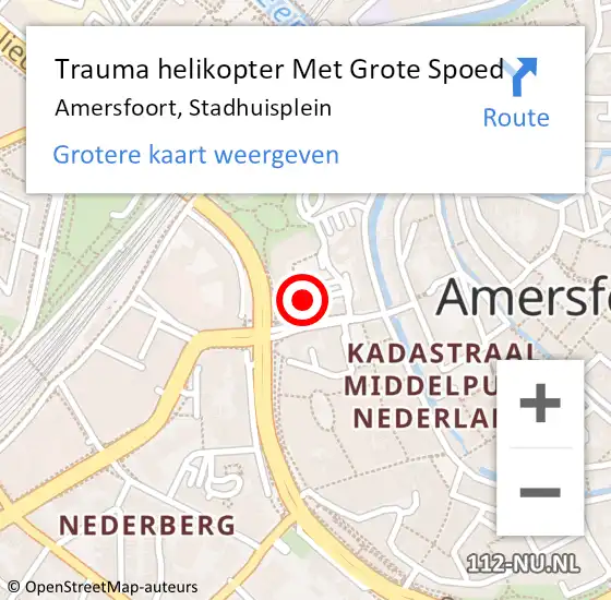 Locatie op kaart van de 112 melding: Trauma helikopter Met Grote Spoed Naar Amersfoort, Stadhuisplein op 7 oktober 2024 07:05