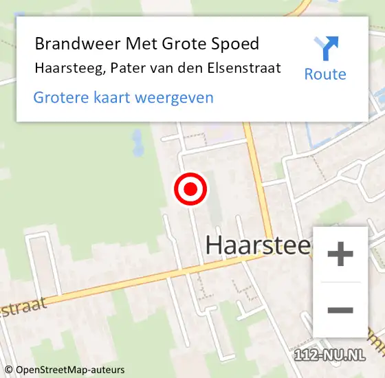 Locatie op kaart van de 112 melding: Brandweer Met Grote Spoed Naar Haarsteeg, Pater van den Elsenstraat op 7 oktober 2024 07:51