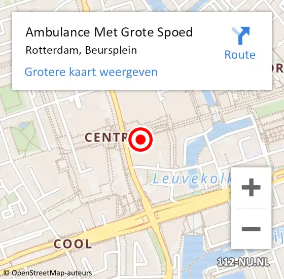 Locatie op kaart van de 112 melding: Ambulance Met Grote Spoed Naar Rotterdam, Beursplein op 7 oktober 2024 08:03