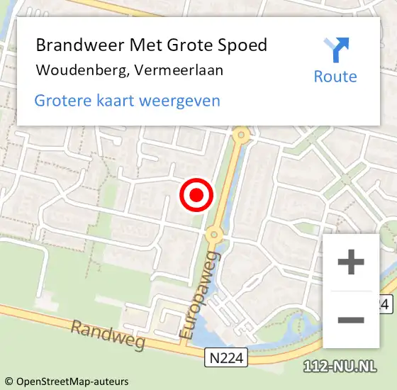 Locatie op kaart van de 112 melding: Brandweer Met Grote Spoed Naar Woudenberg, Vermeerlaan op 7 oktober 2024 08:09