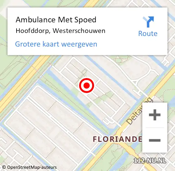 Locatie op kaart van de 112 melding: Ambulance Met Spoed Naar Hoofddorp, Westerschouwen op 7 oktober 2024 08:25