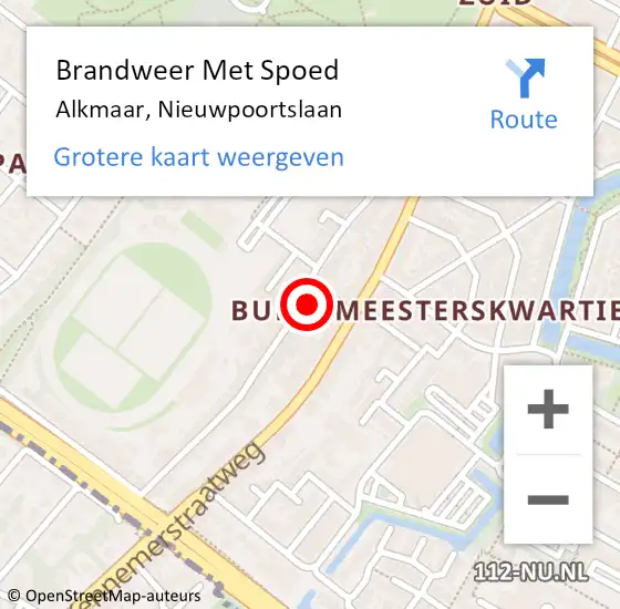 Locatie op kaart van de 112 melding: Brandweer Met Spoed Naar Alkmaar, Nieuwpoortslaan op 7 oktober 2024 08:29