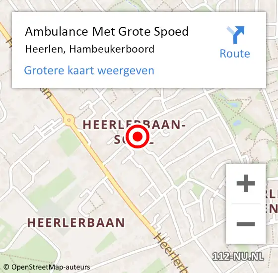 Locatie op kaart van de 112 melding: Ambulance Met Grote Spoed Naar Heerlen, Hambeukerboord op 22 oktober 2014 14:32