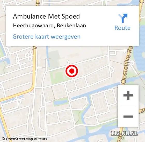 Locatie op kaart van de 112 melding: Ambulance Met Spoed Naar Heerhugowaard, Beukenlaan op 7 oktober 2024 08:31