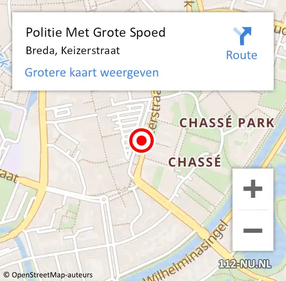 Locatie op kaart van de 112 melding: Politie Met Grote Spoed Naar Breda, Keizerstraat op 7 oktober 2024 08:34