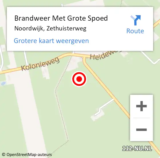 Locatie op kaart van de 112 melding: Brandweer Met Grote Spoed Naar Noordwijk, Zethuisterweg op 7 oktober 2024 08:34