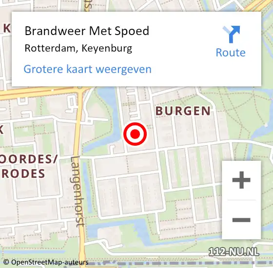 Locatie op kaart van de 112 melding: Brandweer Met Spoed Naar Rotterdam, Keyenburg op 7 oktober 2024 08:36