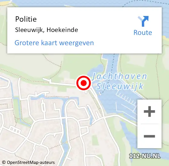 Locatie op kaart van de 112 melding: Politie Sleeuwijk, Hoekeinde op 7 oktober 2024 08:37