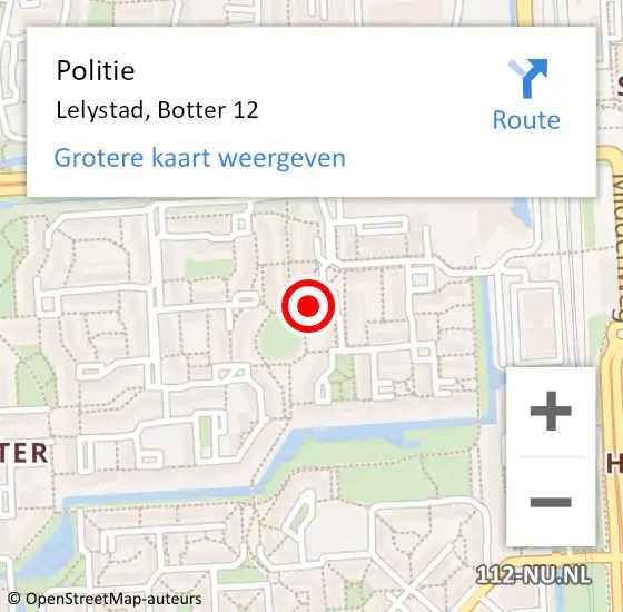 Locatie op kaart van de 112 melding: Politie Lelystad, Botter 12 op 7 oktober 2024 08:51