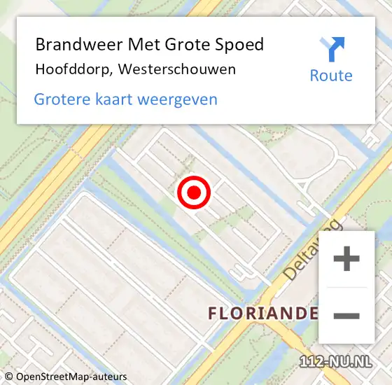 Locatie op kaart van de 112 melding: Brandweer Met Grote Spoed Naar Hoofddorp, Westerschouwen op 7 oktober 2024 08:53