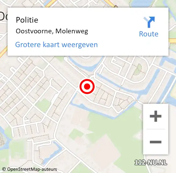 Locatie op kaart van de 112 melding: Politie Oostvoorne, Molenweg op 7 oktober 2024 08:57