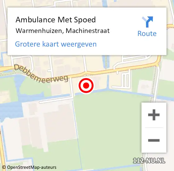 Locatie op kaart van de 112 melding: Ambulance Met Spoed Naar Warmenhuizen, Machinestraat op 7 oktober 2024 08:59