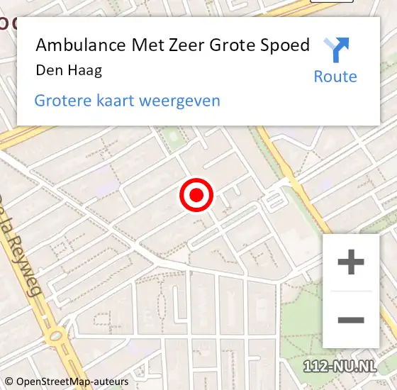 Locatie op kaart van de 112 melding: Ambulance Met Zeer Grote Spoed Naar Den Haag op 7 oktober 2024 09:09