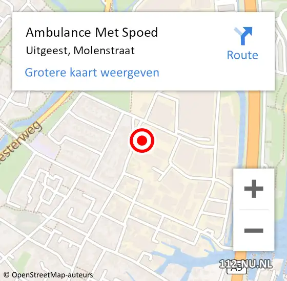 Locatie op kaart van de 112 melding: Ambulance Met Spoed Naar Uitgeest, Molenstraat op 7 oktober 2024 09:45