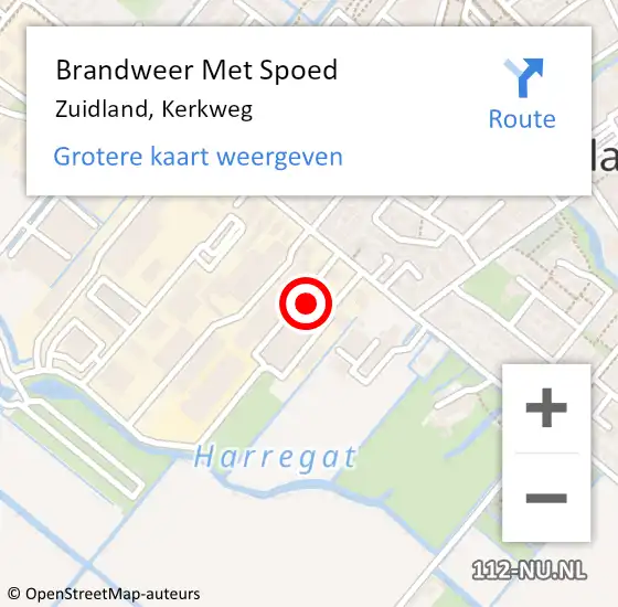 Locatie op kaart van de 112 melding: Brandweer Met Spoed Naar Zuidland, Kerkweg op 7 oktober 2024 09:49