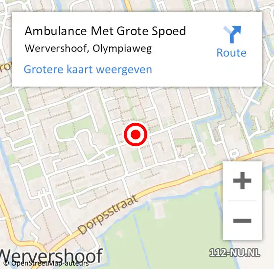 Locatie op kaart van de 112 melding: Ambulance Met Grote Spoed Naar Wervershoof, Olympiaweg op 7 oktober 2024 10:14