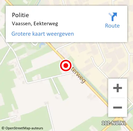 Locatie op kaart van de 112 melding: Politie Vaassen, Eekterweg op 7 oktober 2024 10:28