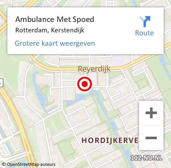 Locatie op kaart van de 112 melding: Ambulance Met Spoed Naar Rotterdam, Kerstendijk op 7 oktober 2024 10:44