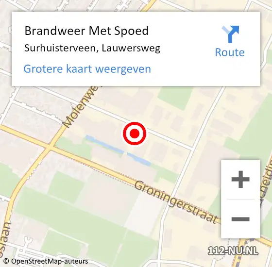 Locatie op kaart van de 112 melding: Brandweer Met Spoed Naar Surhuisterveen, Lauwersweg op 7 oktober 2024 10:45