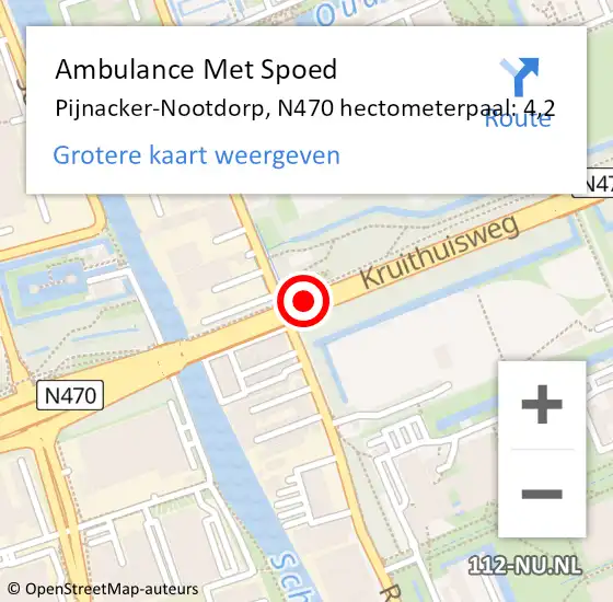 Locatie op kaart van de 112 melding: Ambulance Met Spoed Naar Pijnacker-Nootdorp, N470 hectometerpaal: 4,2 op 7 oktober 2024 10:47