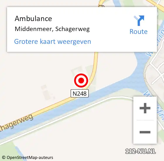 Locatie op kaart van de 112 melding: Ambulance Middenmeer, Schagerweg op 7 oktober 2024 10:56