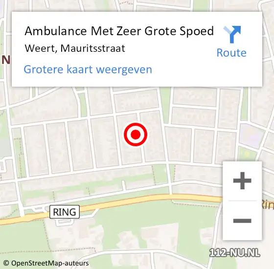 Locatie op kaart van de 112 melding: Ambulance Met Zeer Grote Spoed Naar Weert, Mauritsstraat op 7 oktober 2024 11:03