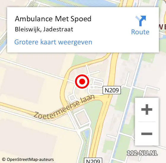 Locatie op kaart van de 112 melding: Ambulance Met Spoed Naar Bleiswijk, Jadestraat op 7 oktober 2024 11:11