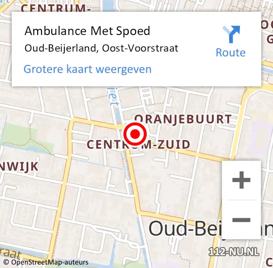 Locatie op kaart van de 112 melding: Ambulance Met Spoed Naar Oud-Beijerland, Oost-Voorstraat op 7 oktober 2024 11:25