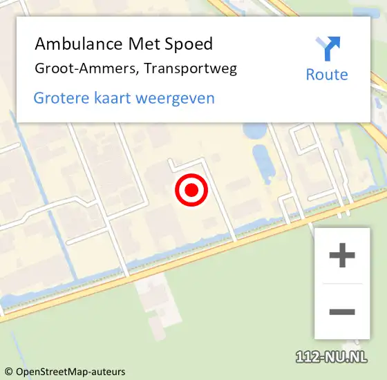 Locatie op kaart van de 112 melding: Ambulance Met Spoed Naar Groot-Ammers, Transportweg op 7 oktober 2024 11:51