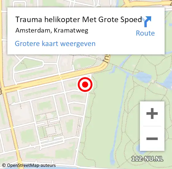 Locatie op kaart van de 112 melding: Trauma helikopter Met Grote Spoed Naar Amsterdam, Kramatweg op 7 oktober 2024 11:54