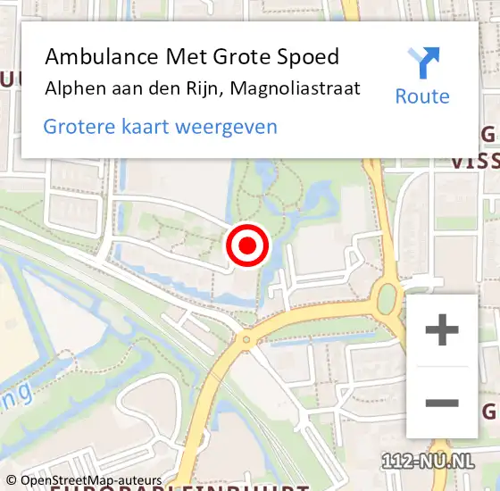 Locatie op kaart van de 112 melding: Ambulance Met Grote Spoed Naar Alphen aan den Rijn, Magnoliastraat op 7 oktober 2024 11:57