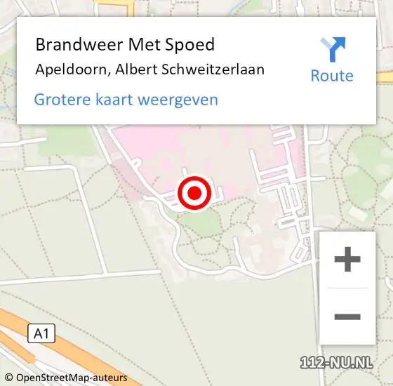 Locatie op kaart van de 112 melding: Brandweer Met Spoed Naar Apeldoorn, Albert Schweitzerlaan op 7 oktober 2024 11:57