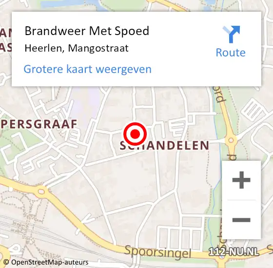 Locatie op kaart van de 112 melding: Brandweer Met Spoed Naar Heerlen, Mangostraat op 7 oktober 2024 11:58