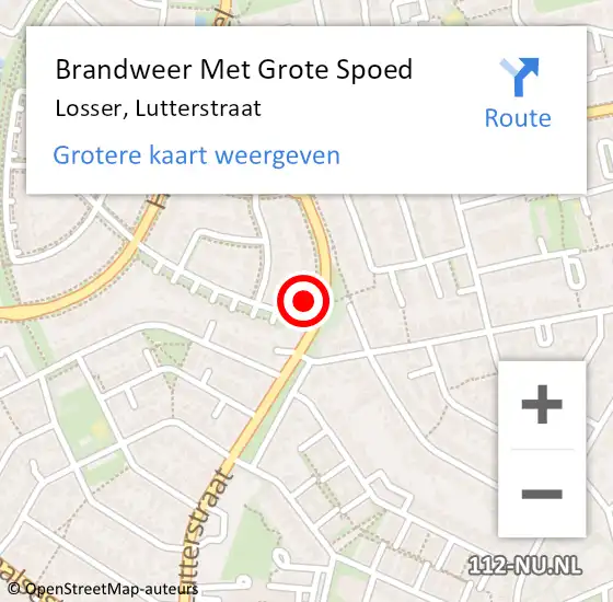 Locatie op kaart van de 112 melding: Brandweer Met Grote Spoed Naar Losser, Lutterstraat op 7 oktober 2024 12:15