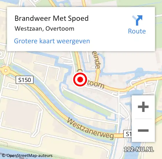 Locatie op kaart van de 112 melding: Brandweer Met Spoed Naar Westzaan, Overtoom op 7 oktober 2024 12:16