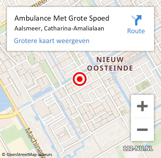 Locatie op kaart van de 112 melding: Ambulance Met Grote Spoed Naar Aalsmeer, Catharina-Amalialaan op 7 oktober 2024 12:20