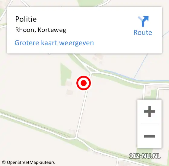 Locatie op kaart van de 112 melding: Politie Rhoon, Korteweg op 7 oktober 2024 12:37