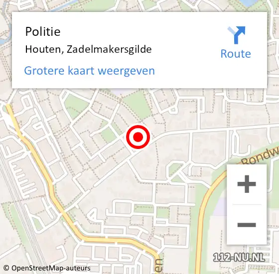 Locatie op kaart van de 112 melding: Politie Houten, Zadelmakersgilde op 7 oktober 2024 12:38