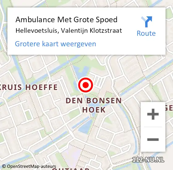 Locatie op kaart van de 112 melding: Ambulance Met Grote Spoed Naar Hellevoetsluis, Valentijn Klotzstraat op 7 oktober 2024 12:39