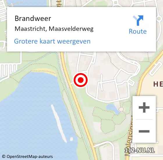 Locatie op kaart van de 112 melding: Brandweer Maastricht, Maasvelderweg op 7 oktober 2024 13:11