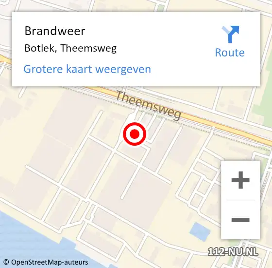 Locatie op kaart van de 112 melding: Brandweer Botlek, Theemsweg op 7 oktober 2024 13:13