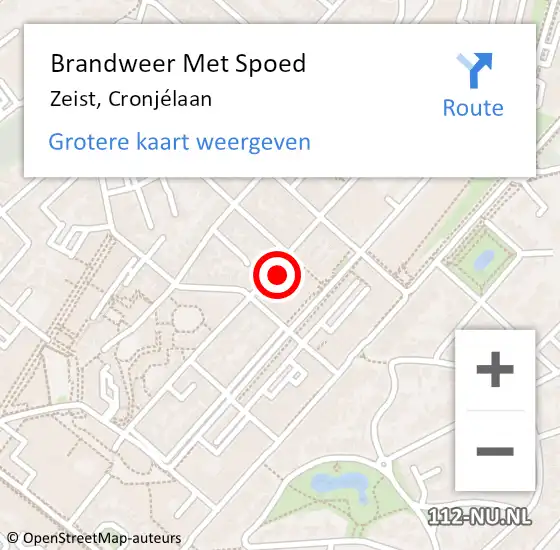 Locatie op kaart van de 112 melding: Brandweer Met Spoed Naar Zeist, Cronjélaan op 7 oktober 2024 13:15