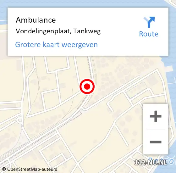 Locatie op kaart van de 112 melding: Ambulance Vondelingenplaat, Tankweg op 7 oktober 2024 13:17