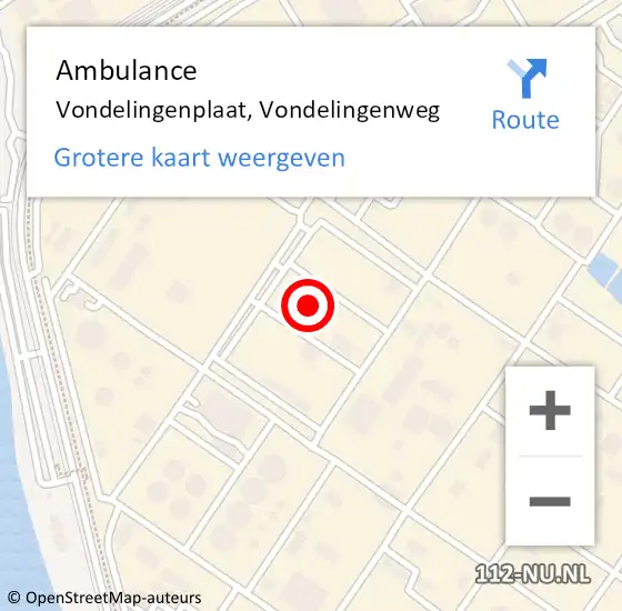 Locatie op kaart van de 112 melding: Ambulance Vondelingenplaat, Vondelingenweg op 7 oktober 2024 13:17