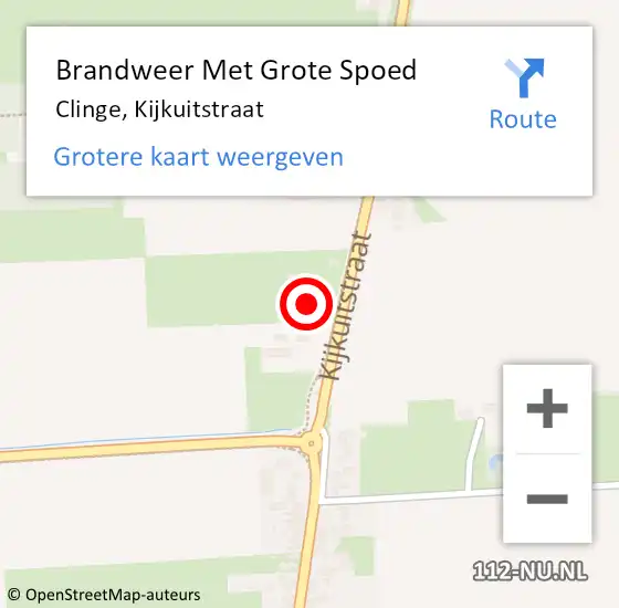 Locatie op kaart van de 112 melding: Brandweer Met Grote Spoed Naar Clinge, Kijkuitstraat op 7 oktober 2024 13:25