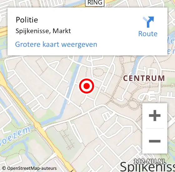 Locatie op kaart van de 112 melding: Politie Spijkenisse, Markt op 7 oktober 2024 13:25