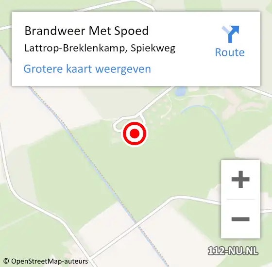 Locatie op kaart van de 112 melding: Brandweer Met Spoed Naar Lattrop-Breklenkamp, Spiekweg op 7 oktober 2024 13:53